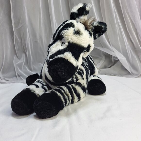 Kohls Cares 14" Zebra Black & White Striped Stuffed Plush Embroidered Eyes - Picture 1 of 12